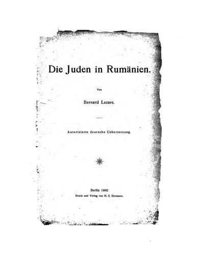 Cover for Die Juden in Rumänien.