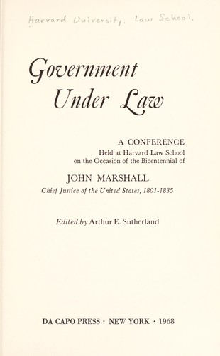 Cover for Government under law