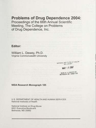 Cover for Problems of Drug Dependence, 2004