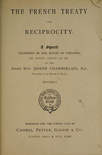 Cover for The French treaty and reciprocity