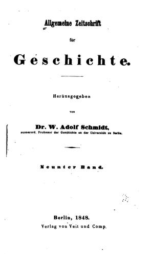 Cover for Allgemeine Zeitschrift für Geschichte