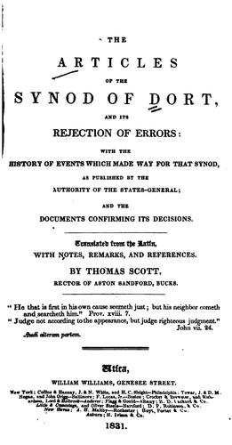 Cover for articles of the Synod of Dort