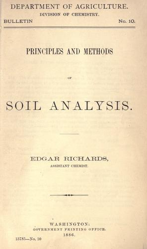 Cover for Principles and methods of soil analysis.