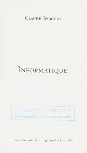 Cover for Informatique