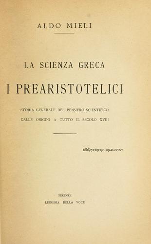 Cover for La scienza greca