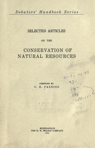 Cover for Selected articles on the conservation of natural resources