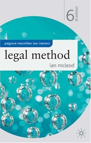 Cover for Legal Method (Palgrave Macmillan Law Masters)
