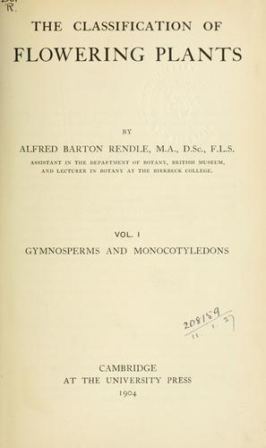 Cover for The classification of flowering plants.