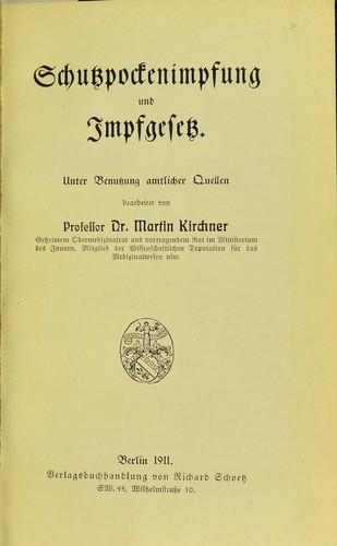 Cover for Schutzpockenimpfung und Impfgesetz