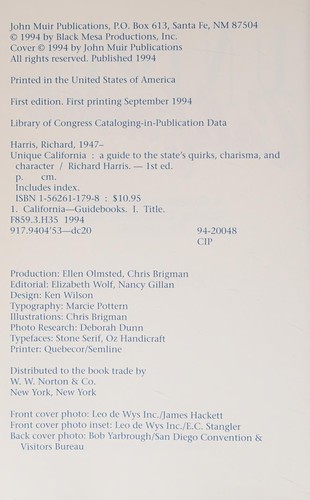 Cover for Unique California