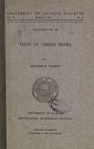 Cover for Tests of timber beams