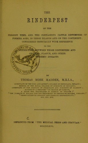 Cover for The rinderpest of the present time, and the contagious cattle distempers of former ages, in these islands and on the continent
