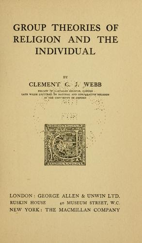 Cover for Group theories of religion and the individual