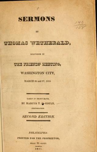 Cover for Sermons by Thomas Wetherald