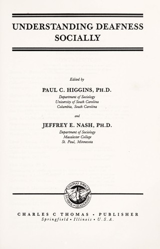 Cover for Understanding deafness socially