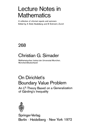 Cover for On Dirichlet's Boundary Value Problem.