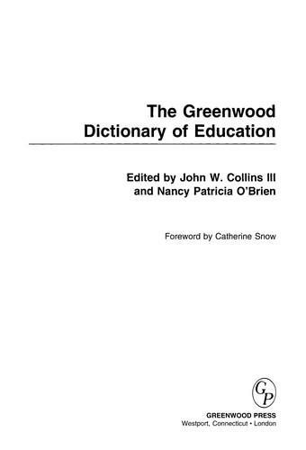 Cover for The Greenwood dictionary of education