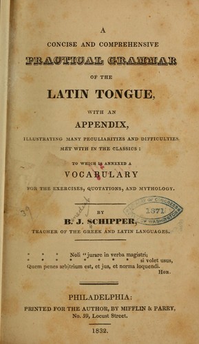 Cover for A concise... practical grammar of the Latin tongue...