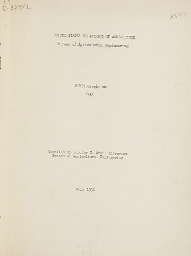 Cover for Bibliography on flax