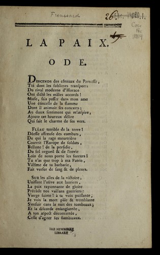 Cover for La paix