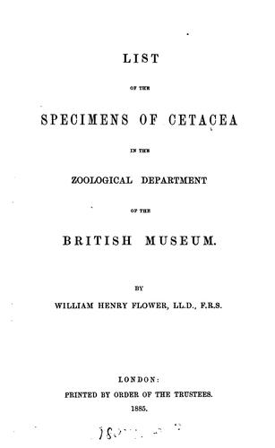 Cover for List of the Specimens of Cetacea in the Zoological Department of the British Museum
