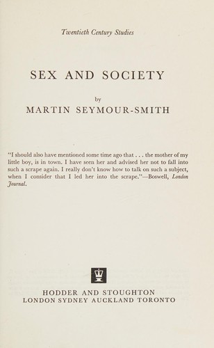 Cover for Sex and society