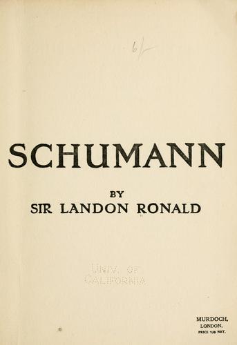 Cover for Schumann