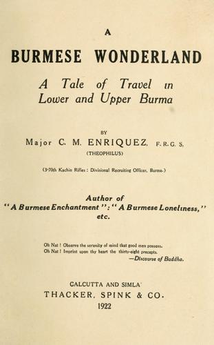 Cover for A Burmese wonderland