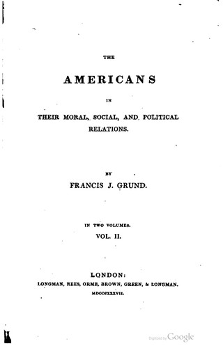 Cover for The Americans in their moral, social, and political relations.