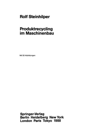 Cover for Produktrecycling im Maschinenbau
