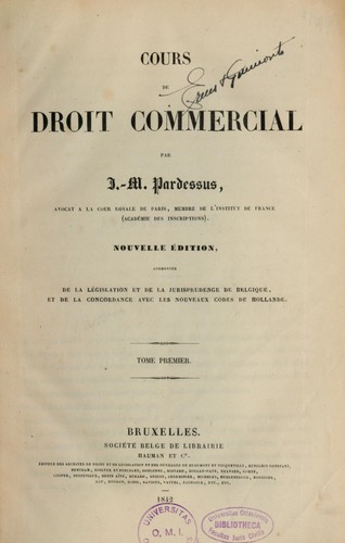 Cover for Cours de droit commercial
