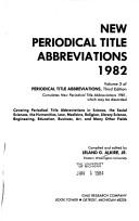 Cover for New Periodical Title Abbreviations