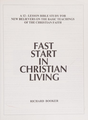 Cover for Fast Start in Christian Living