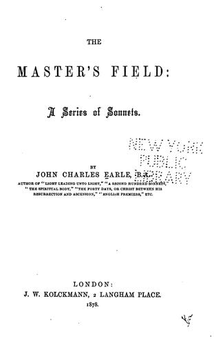 Cover for The Master's Field: A Series of Sonnets