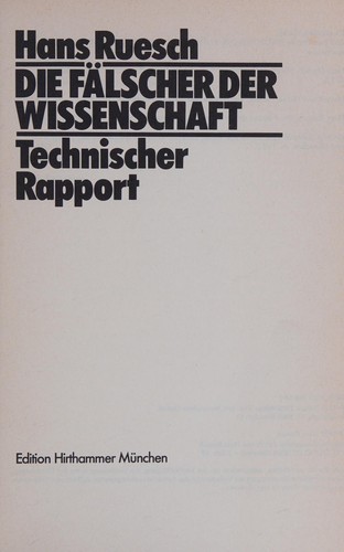 Cover for Die Fälscher der Wissenschaft