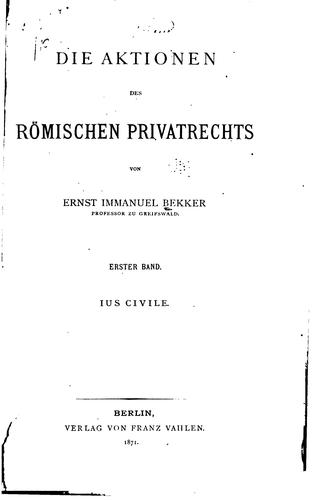Cover for Die Aktionen des römischen Privatrechts