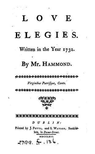 Cover for Love elegies.