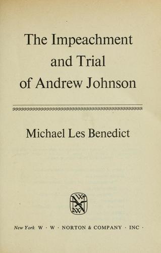 Cover for The impeachment and trial of Andrew Johnson.