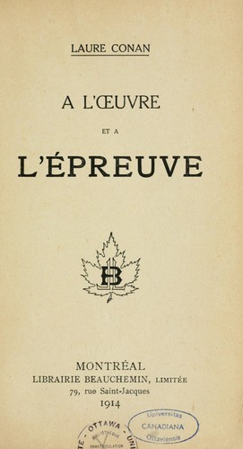 Cover for A l'oeuvre et à l'épreuve