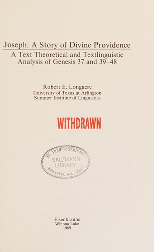 Cover for Joseph