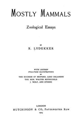 Cover for Mostly mammals, zoological essays