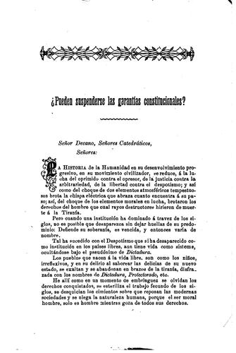 Cover for Pueden suspenderse las garantías constitucionales?: Tesis sustentada en la ...