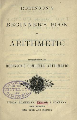 Cover for Robinson's beginner's book in arithmetic