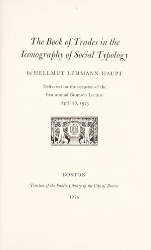 Cover for The book of trades in the iconography of social typology