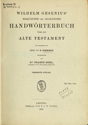 Cover for Hebräisches und Aramäisches Handwörterbuch über das Alte Testament