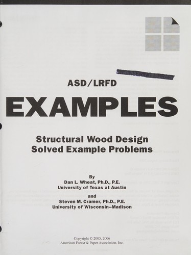 Cover for Structural Wood Design Solved Example Problems-ASD/LRFD