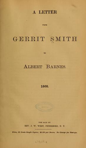 Cover for A letter from Gerrit Smith to Albert Barnes. 1868