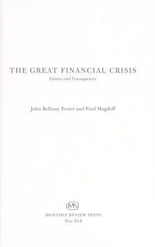 Cover for The great financial crisis
