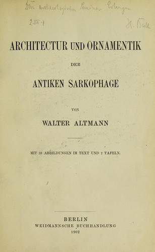 Cover for Architectur und Ornamentik der antiken Sarkophage