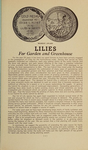Cover for Lilies for garden and greenhouse